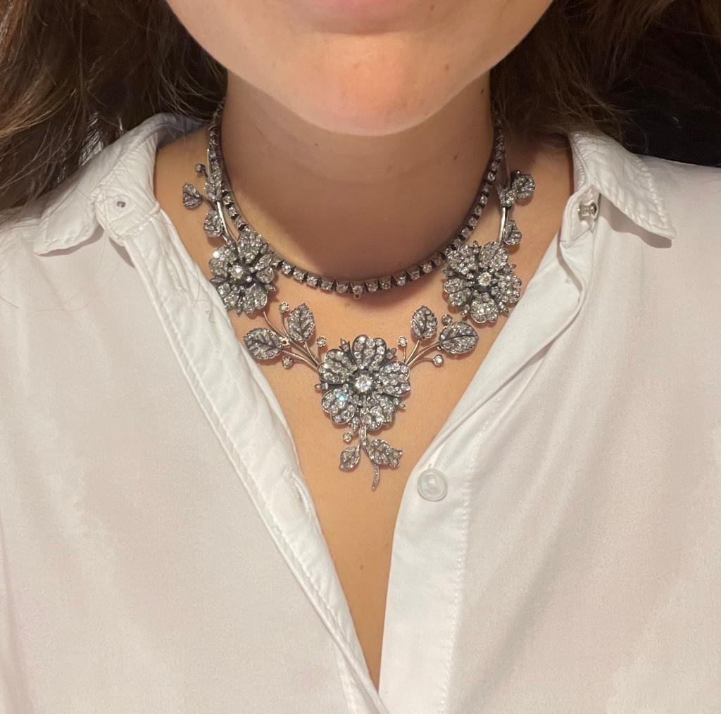 Eternal Splendor: Antique Georgian/Victorian Diamond Tiara & Necklace Set with 500+ Diamonds